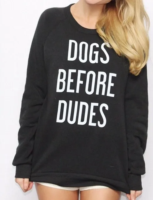 Женская одежда с длинным рукавом черная осветительная толстовка рисунком собаки