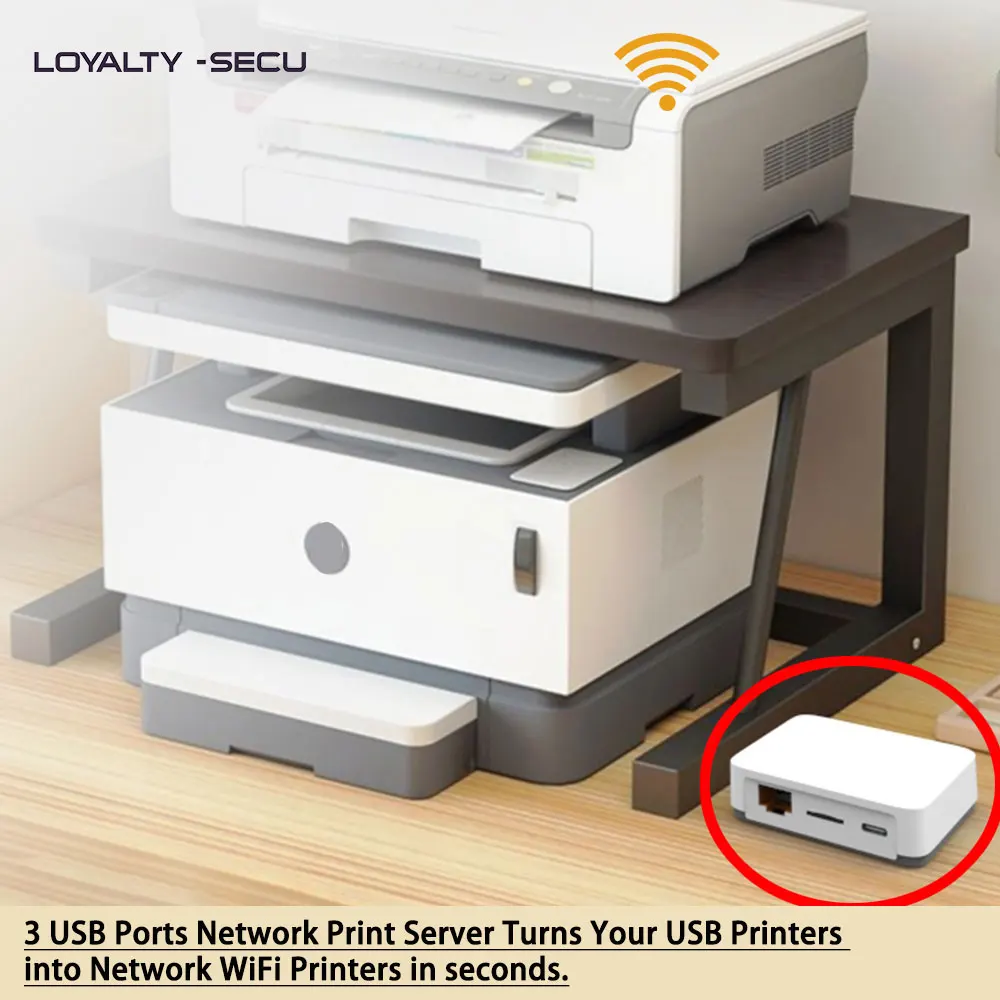 LOYALTY-SECU Беспроводной Wi-Fi адаптер для принтера сервера с 3 портами USB Белый - купить