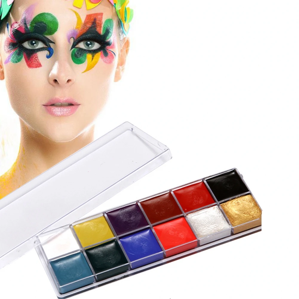 

Набор для рисования, 12 цветов, для макияжа тела, Хэллоуина, лица, боди-арта, свинья, для мужчин, безопасный ингредиент для макияжа