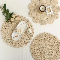 handmade straw woven corn husk home casserole with heat insulation tea mat table mat heat resistant mat plate cup placemat