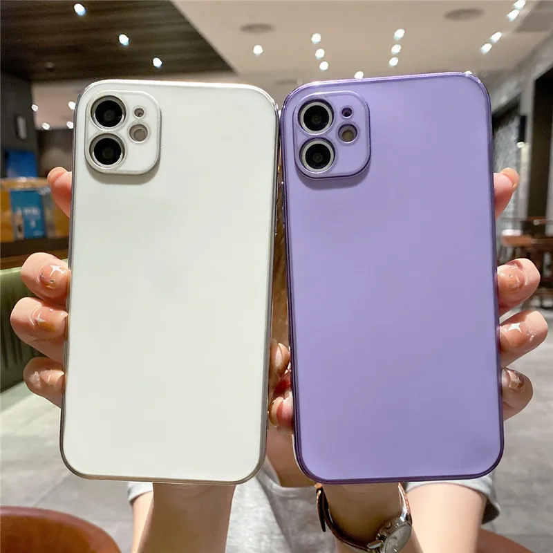 

Ottwn Candy Color Electroplating Matte Phone Case For iPhone 11 12 Pro Max X XR XS Max 12 Mini 7 8 Plus SE 2020 Soft TPU Cover