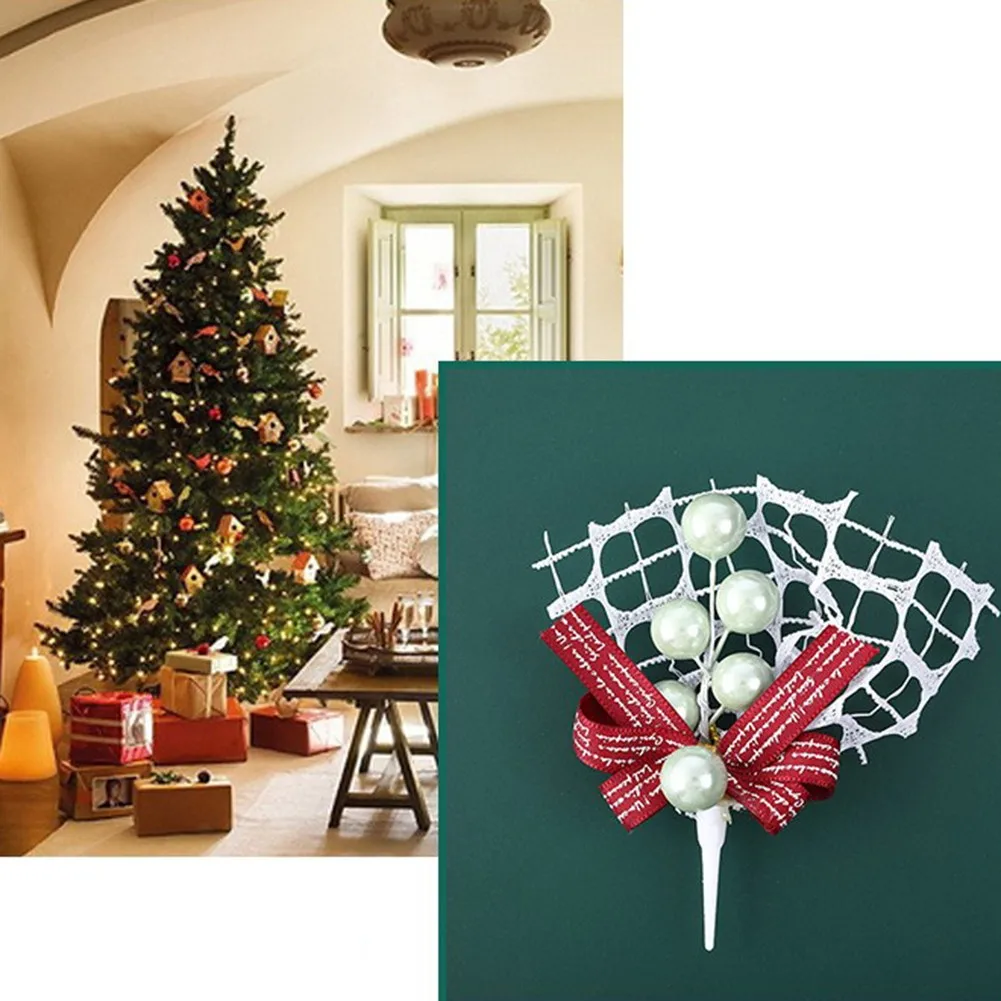 

10Pcs Christmas Cake Plugin Fruit Flower Arrangement Pearl Berry Cutting Holiday Decoration Bouquet Baking Insert Festival Decro
