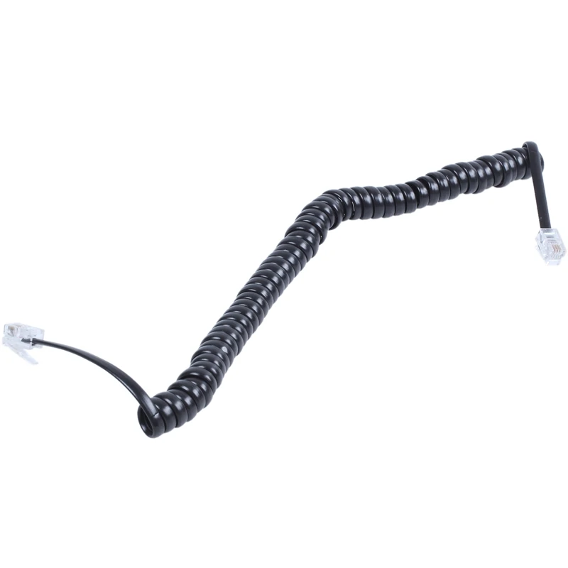 Сменная вилка RJ9 4P4C спиральная стрейчевая телефонная линия черного цвета|Куртки