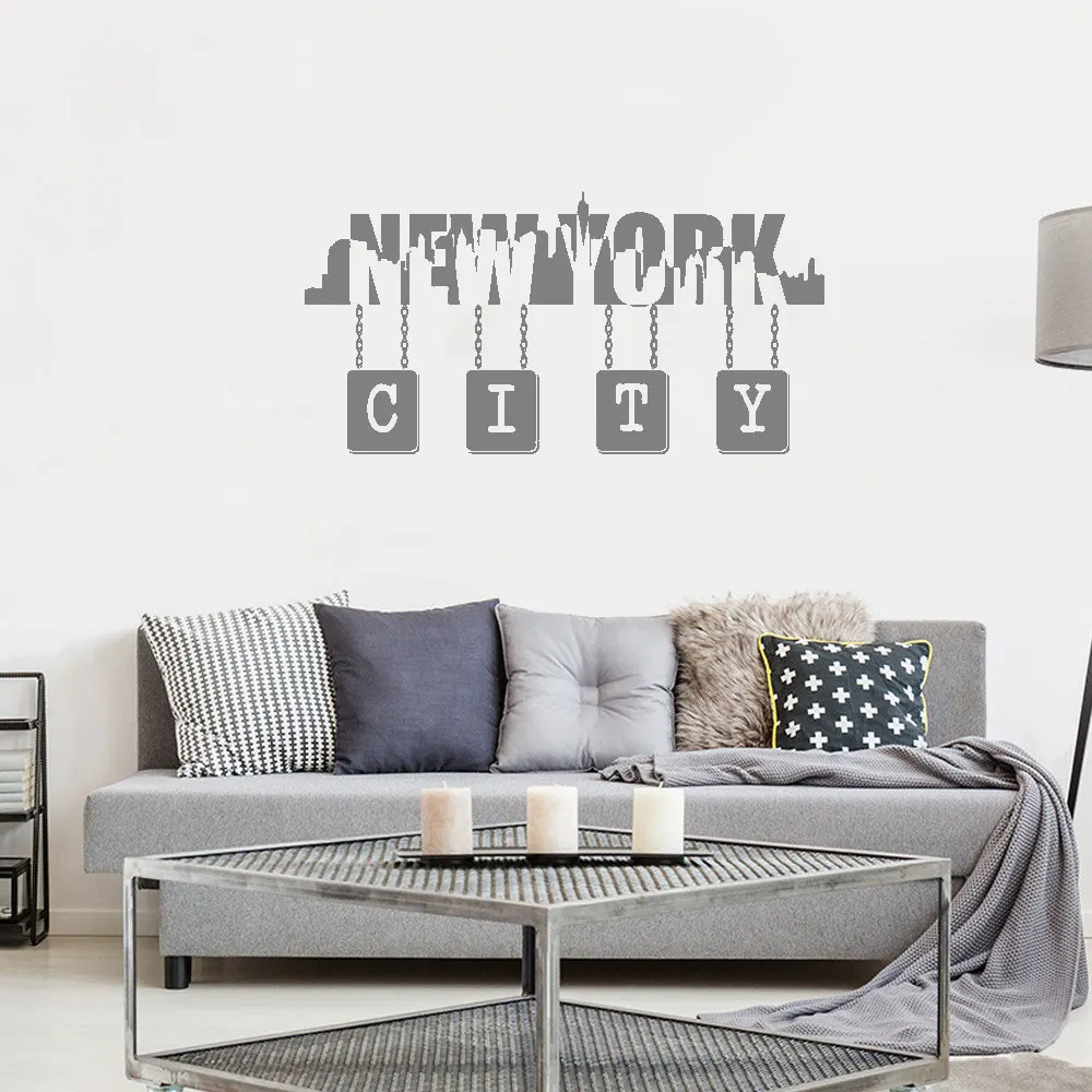 

City Silhouette Pattern Decoration Wall Decal City Skyline New York Vinyl Wall Stickers Lettering Living Room Home Decor DW6019
