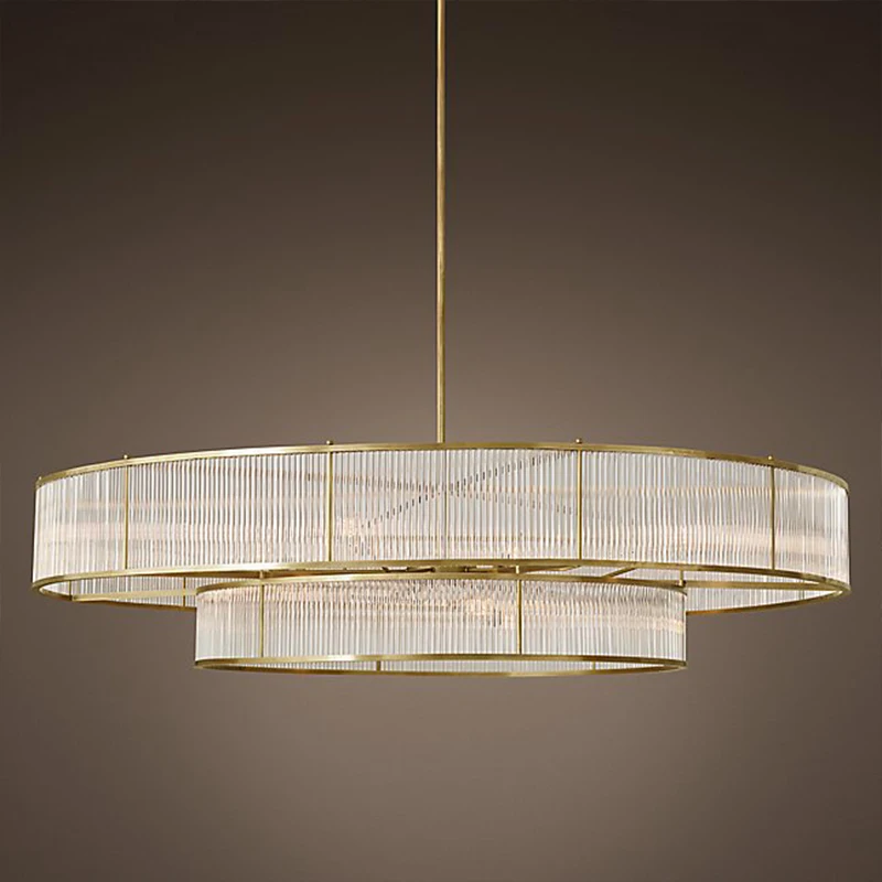 

Роскошная классическая двухслойная стеклянная люстра в стиле постмодерн, лампа для гостиной, столовой, американская простая ретро для спал...