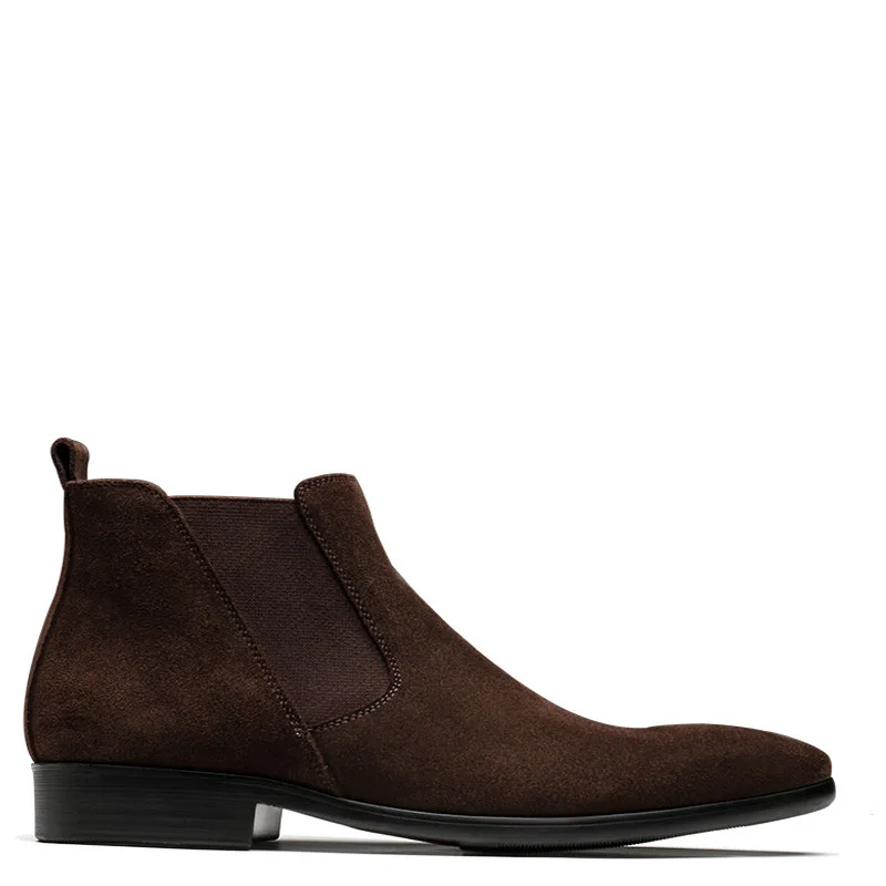 

Winter Chelsea Boots Genuine Suede Leather Mens Ankle Boots Men High Top Shoes Slip On Dress Designer Oxford Boots G92