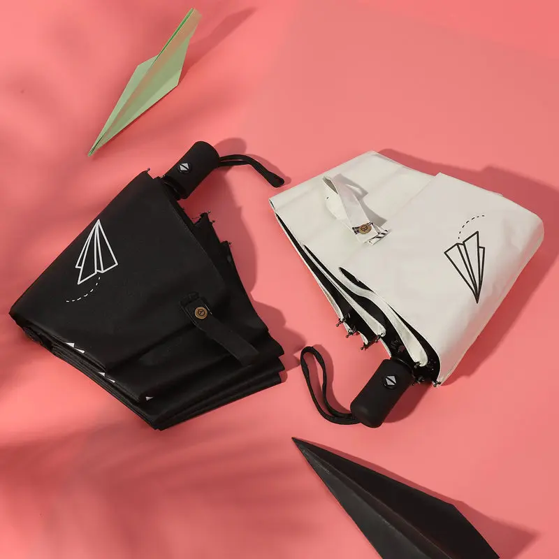 Fully-Automatic Pongee Sun Rain Umbrella anti Wind UV proof Three Folding Solid Color Sunshade man women | Дом и сад