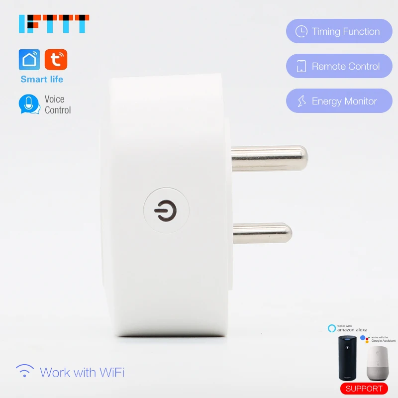 Wifi смарт Индия Южноафриканская вилка монитор питания 10A умная розетка Голосовое