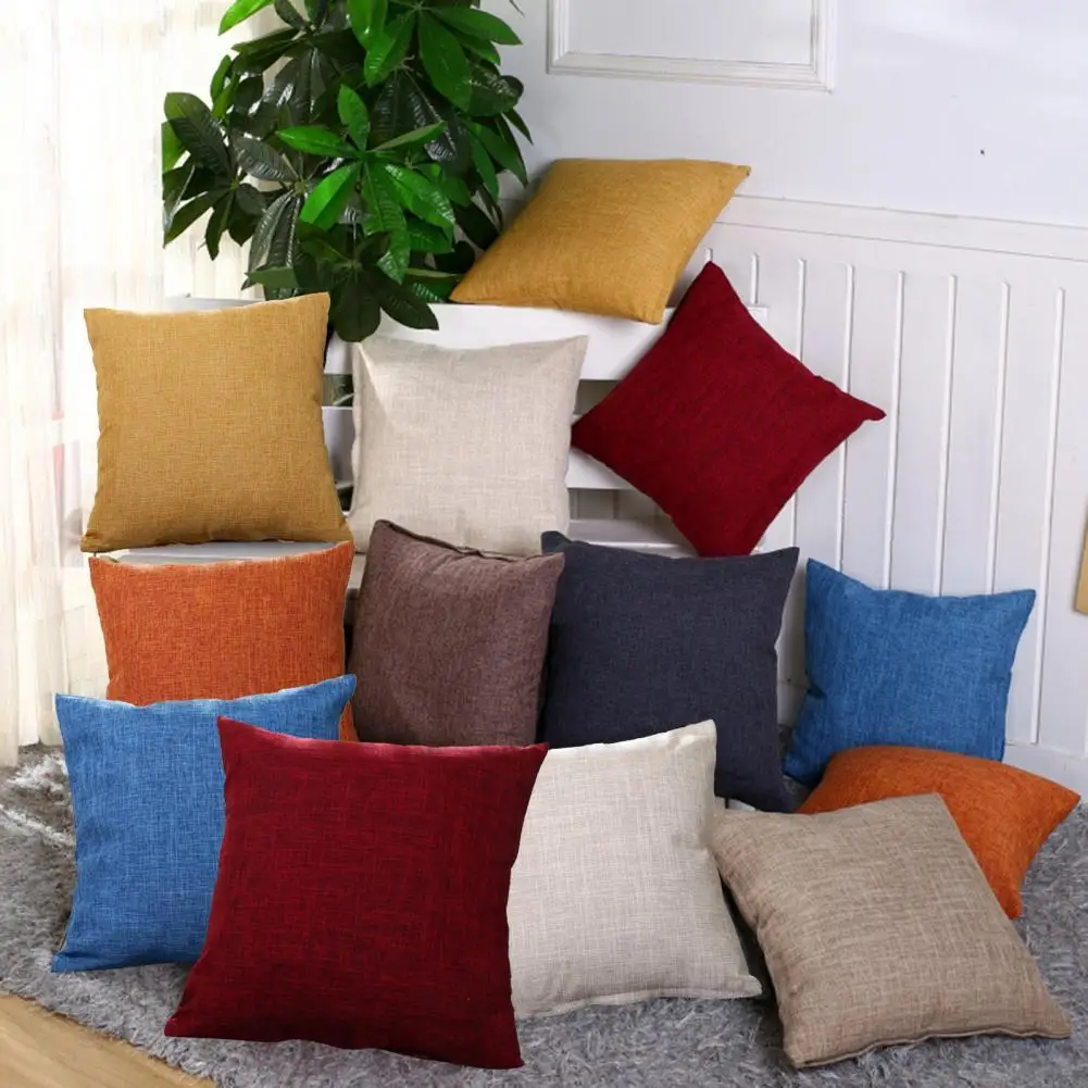 

New Arrival 40*40cm linen pillowcase Square Linen Solid Color Soft Pillow Case Sofa Bed Cover Cushion Home Ornament Wholesale