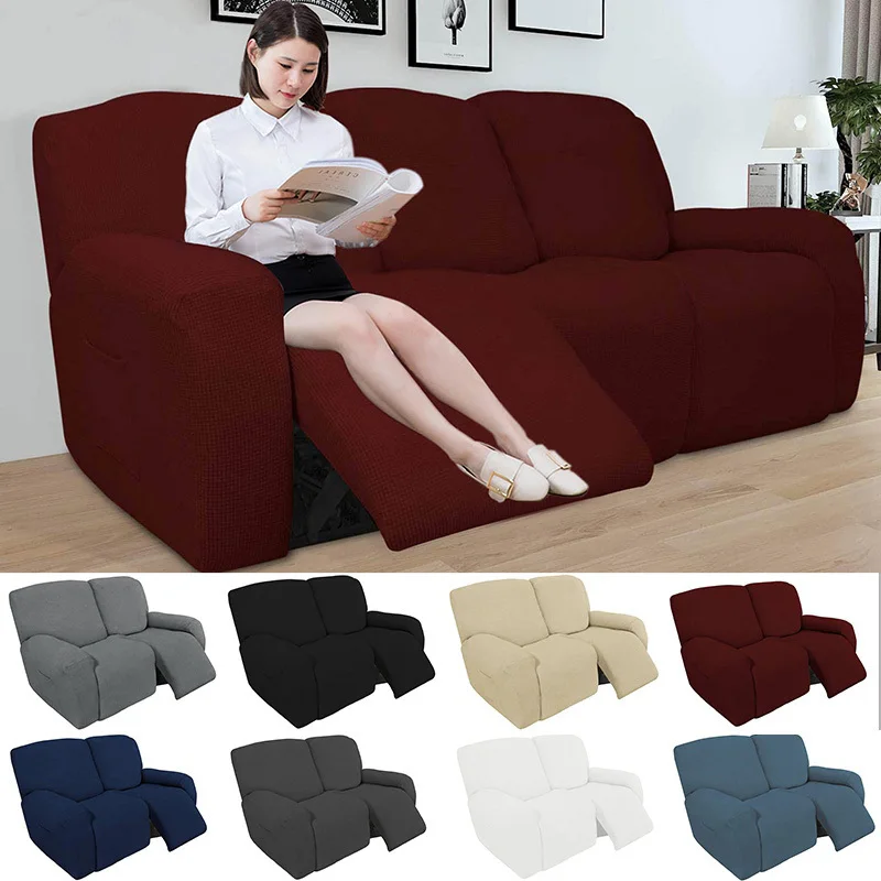 

3 Seater Stretch Recliner Sofa Cover All-inclusive Sofa Slipcover Jacquard Plaid Recliner Chair Covers Couch Armchair Protector