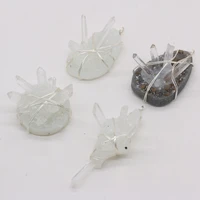 natural stone pendant fashion irregular crystal bud wrapped silver wire charm for jewelry making necklaces earring accessories