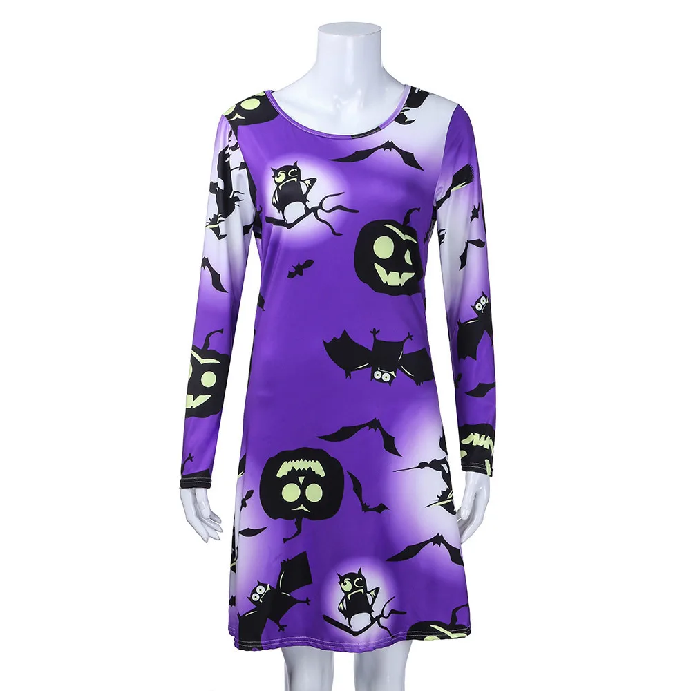 Хит продаж женский длинный рукав тыква Череп Хэллоуин вечерний Выпускной костюм