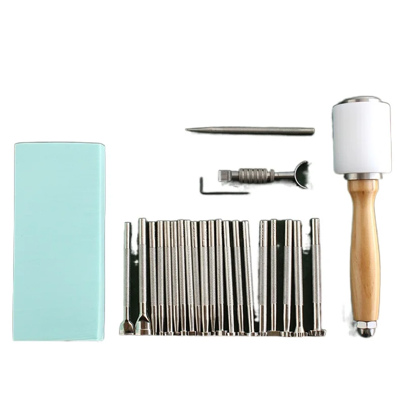 

20PCS Saddle Making Tools Set Leather Working Tools Stamping DIY Leather Craft Stamps Set Hammer Swivel Knife Carving Stitching