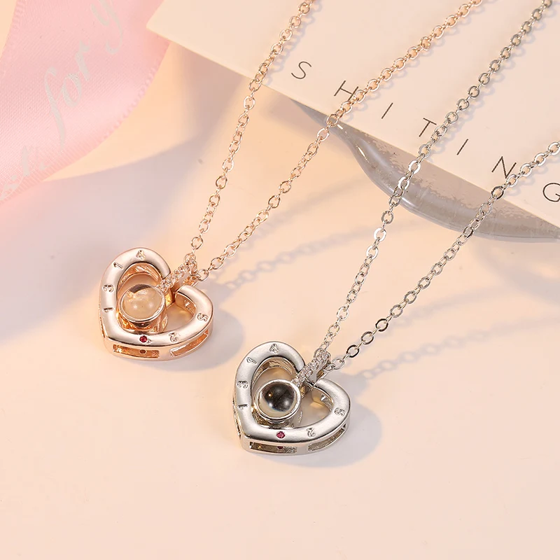 Ожерелье из розового золота и серебра с проекцией на 100 языках|Цепочки| |