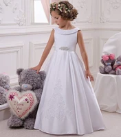 ivory white puffy flower girl dresses beaded sash girls first communion dress birthday party gown
