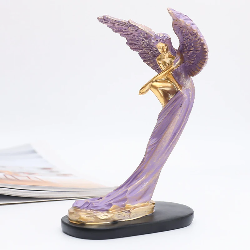 

Полимерная скульптура «Ангел искупления», фиолетовые крылья, персонажи, украшения, фигурки, религиозная статуя, сад, дом, гостиная, украшени...