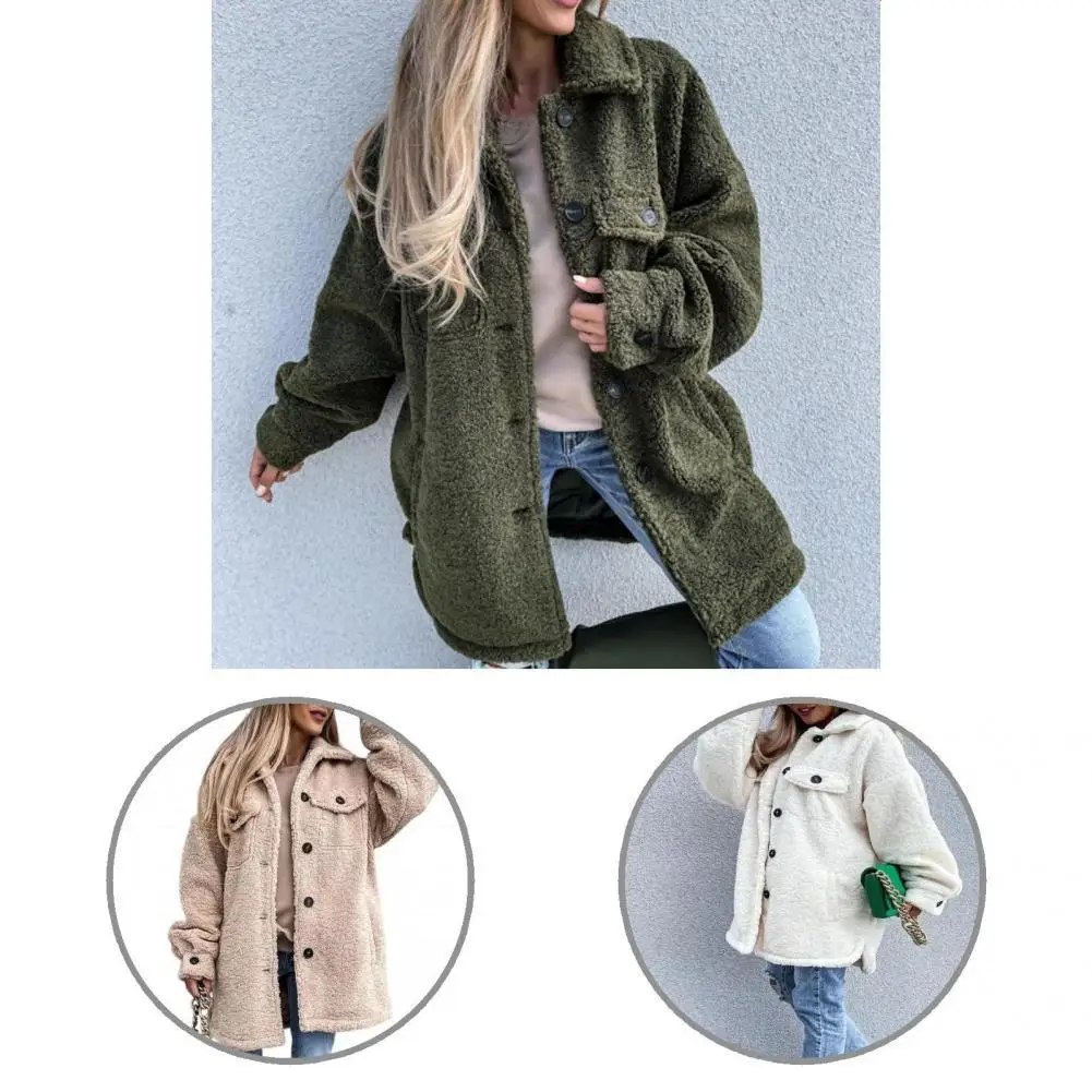 

Stylish Coat Solid Color Outwear Warm Pure Color Jacket Women Coat Long Coat