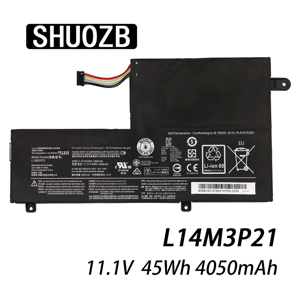 Аккумулятор L14M3P21 L15L3PB0 для ноутбука Lenovo Flex 3 4 1470 1480 1570 1580 14 ALEI ISE Yoga 500 15 ISK Edge 2