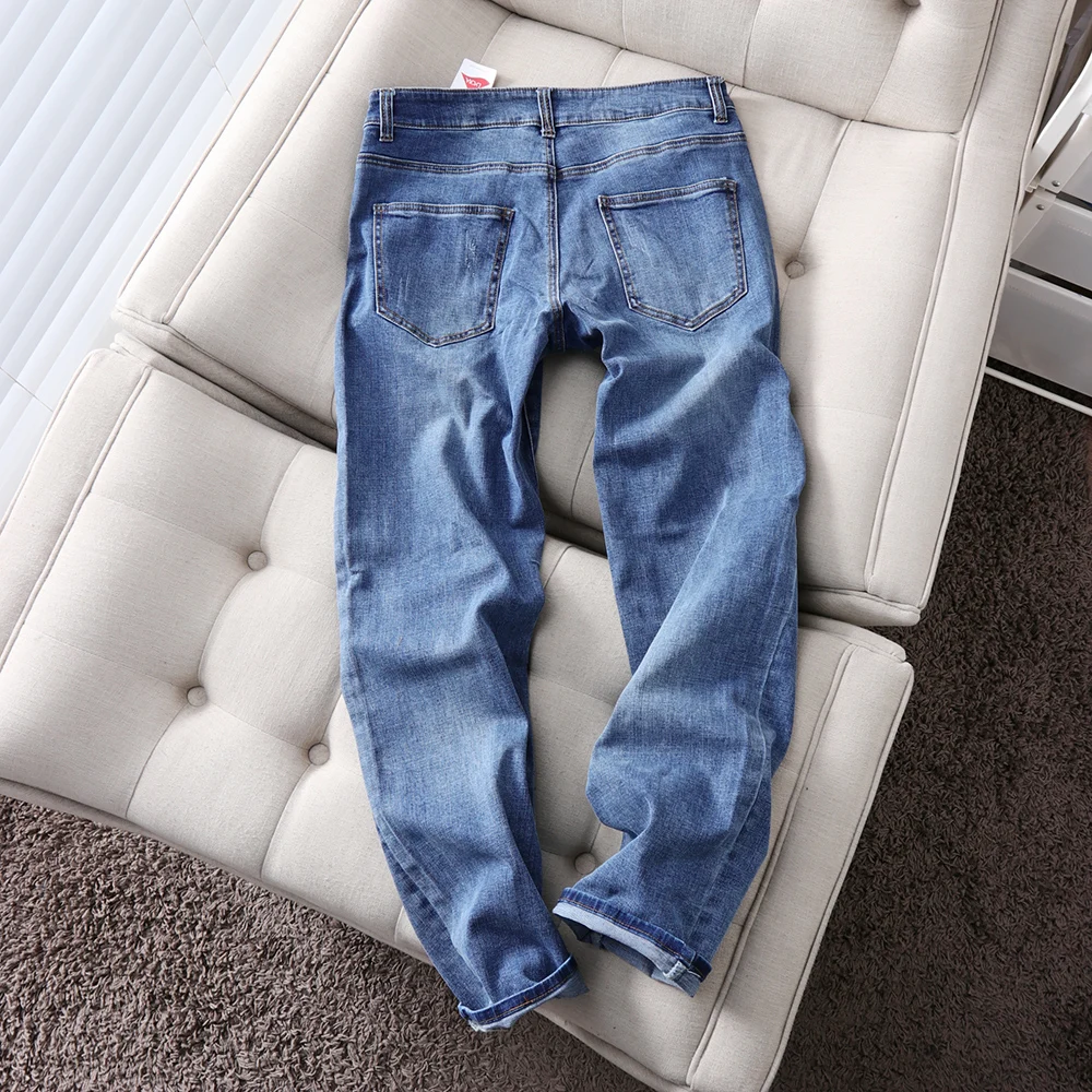 Из чистого хлопка эластичная синие прямые мужские джинсы traff-стиль za 2021 для
