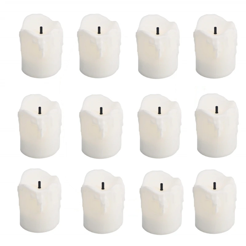 

12 шт. светодиодные беспламенные Свечи, капли на боковой стороне, электрические Чайные свечи на батарейках, без пламени, голосовые свечи, дом...