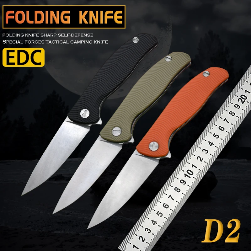 Складной нож с трехцветной ручкой D2 стальной походный охотничий для улицы