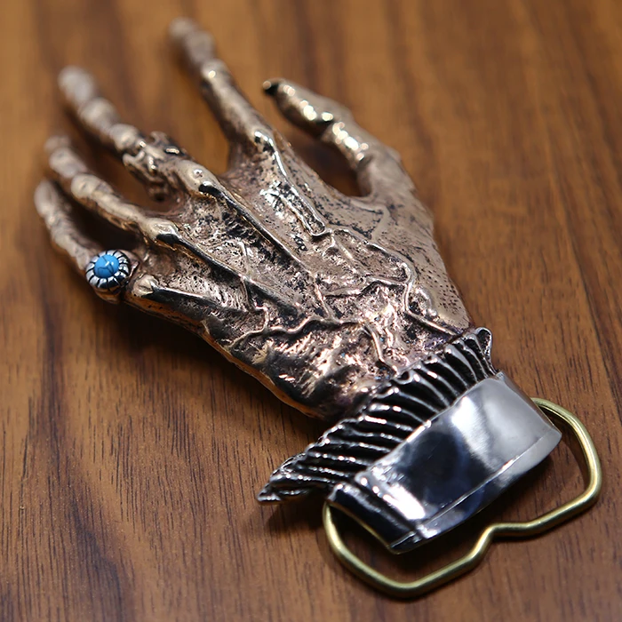 

40mm Fine Copper men Belt Buckle Head Brass White Copper Belt Buckle Skeleton Hand diy Handmade Belt Buckle