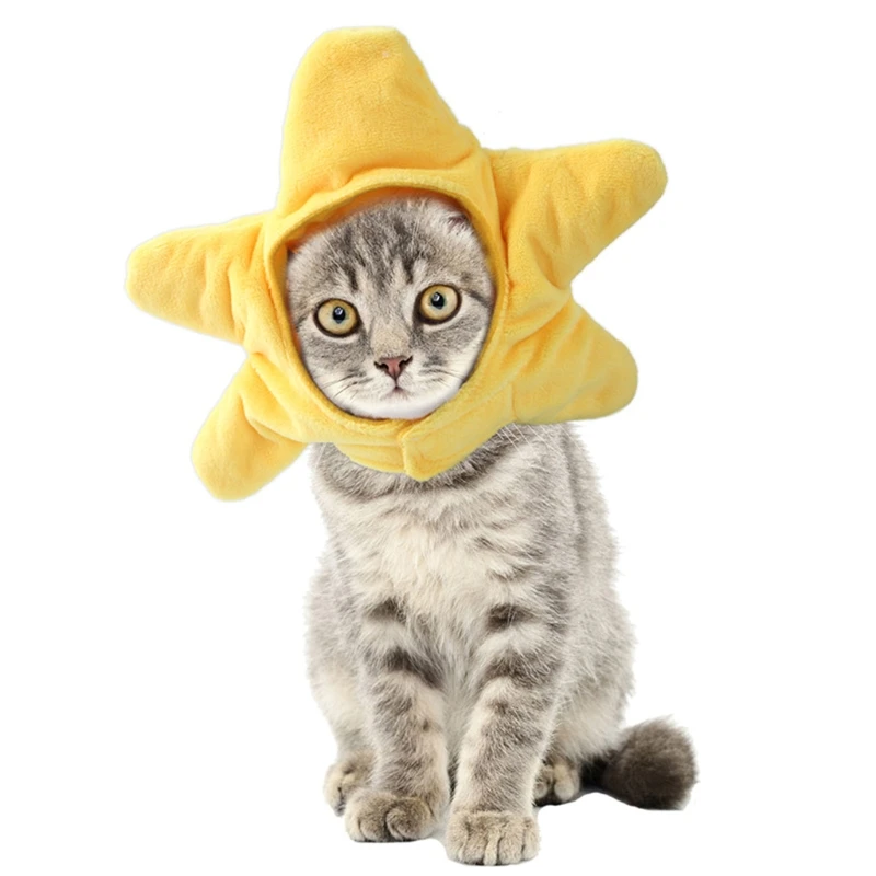 

Yellow Starfish Headwear for Small Dogs Cute Cat Hat Pet Holiday Accessories Photo Props Suitable for Cats and Puppy
