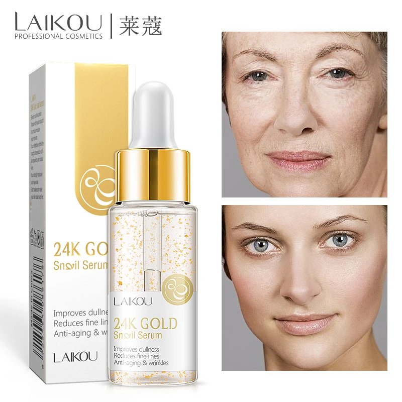 

LAIKOU 24K GOLD Snail Serum Snail Essence Face Cream Moisturizing Acne Treatment Skin Care Repair Whitening AntiAnging Winkles