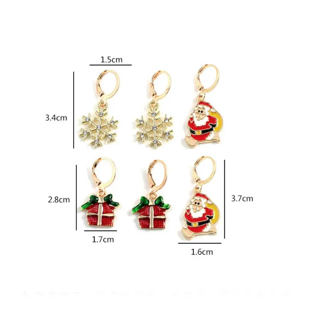 

50%HOTWomen Lovely Santa Claus Snowflake Design Leaverback Earrings Ear Stud Jewelry