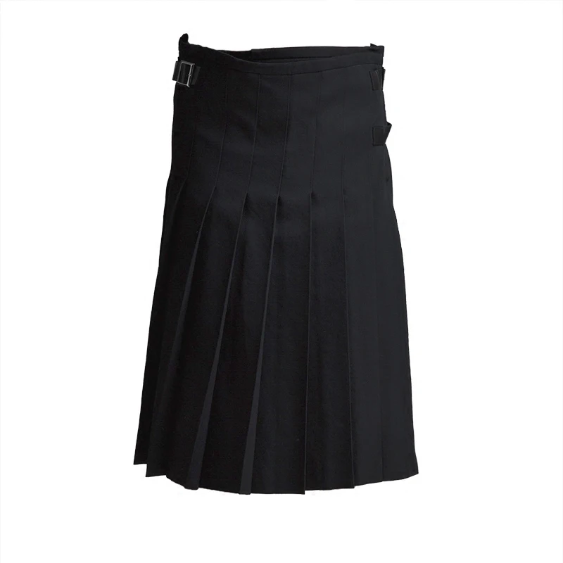 

27-44！European and American trend pleated culottes stage catwalk black casual youth solid color skirt pants men