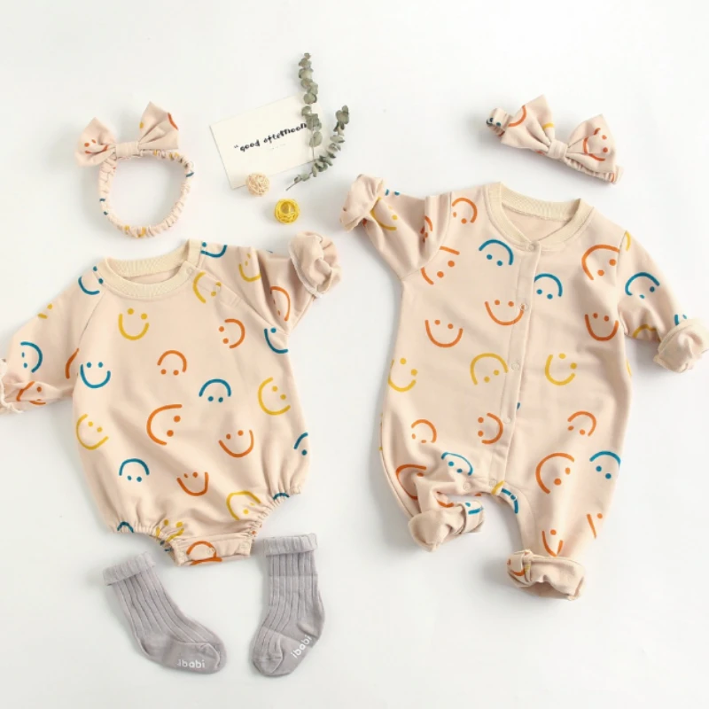 

Autumn New Baby Girls Boys Bodysuit Round Collar Long Sleeves Cotton Jumpsuit Newborn Casual Clothes Baby Boy Clothes Baby Girls