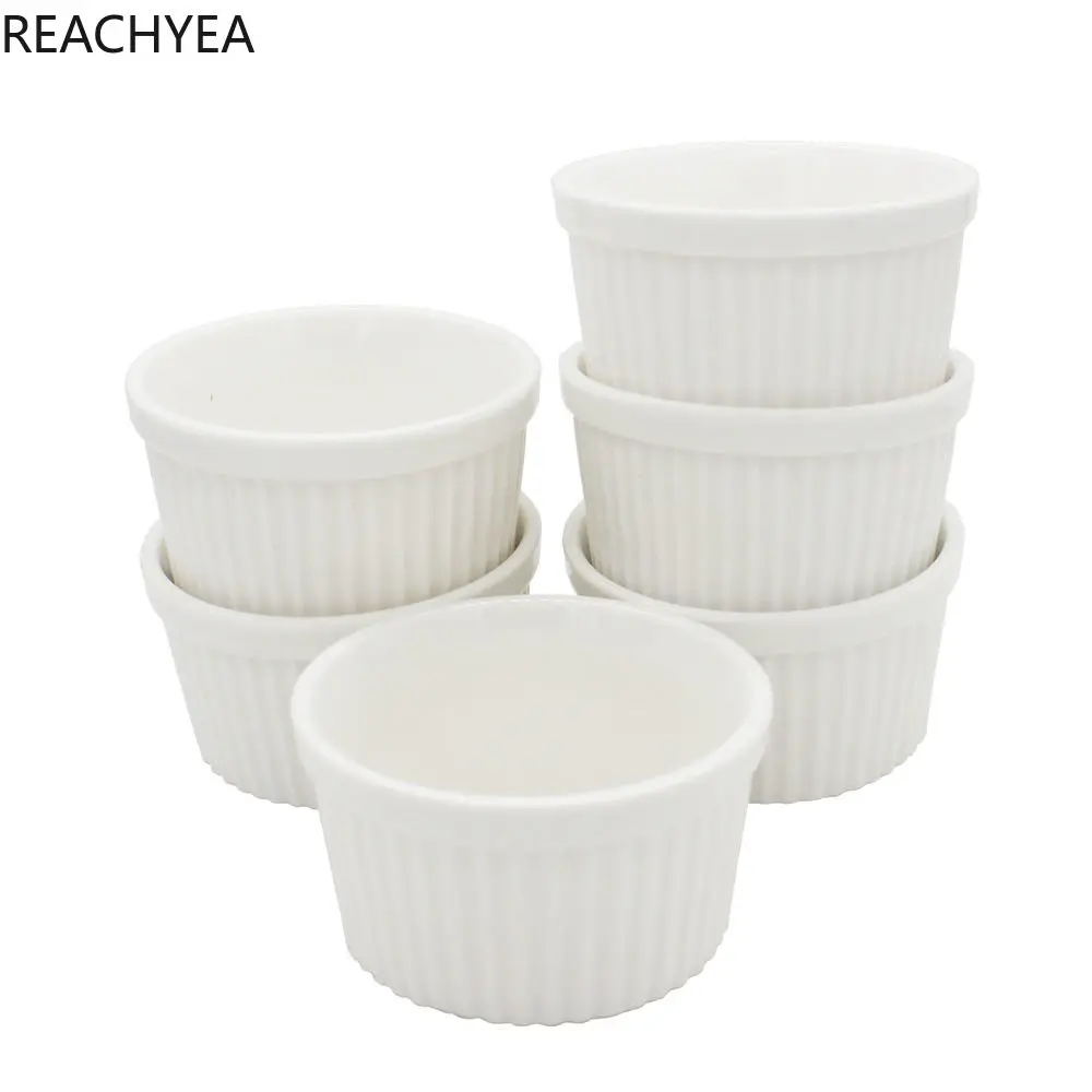 Taza de suflé de porcelana Ramekins de cerámica de 4oz/120ml paquete de 6