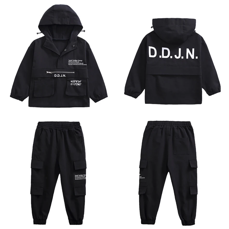 2020 Boy Steetwear Suit Loose Casual Hoodies jacket + Pants Clothing Print Letter Clothes For 6 7 8 9 10 11 Years teenager | Детская