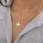 Ожерелье с именем на заказ HUHUI, персонализированная подвеска-крест, ожерелье из нержавеющей стали для унисекс, Религиозные христианские украшения, лучший подарок