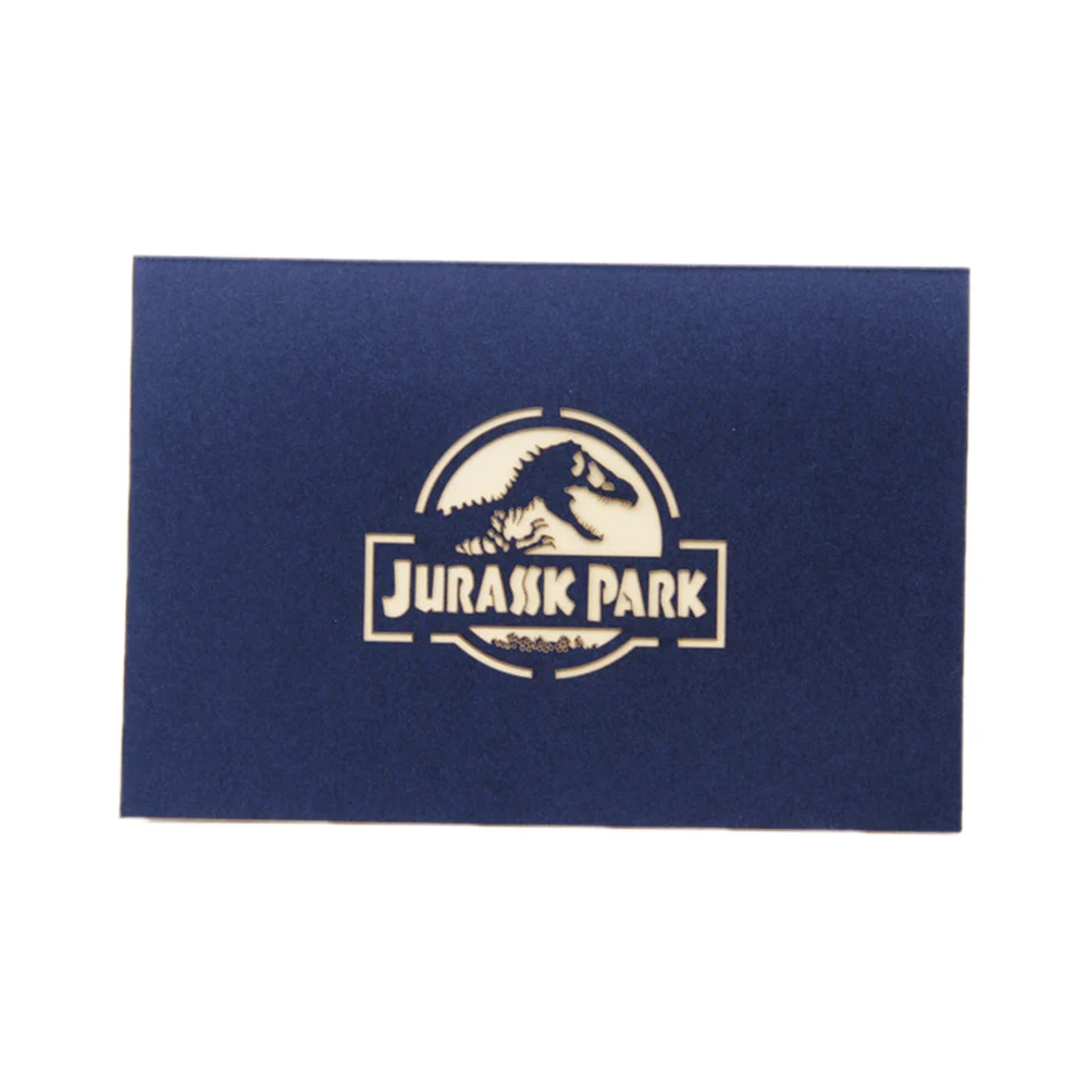 

3D Laser Cut Handmade Cartoon Jurassic Period Dinosaur Paper Invitation Greeting Cards PostCard Children Kids Birthday Gift