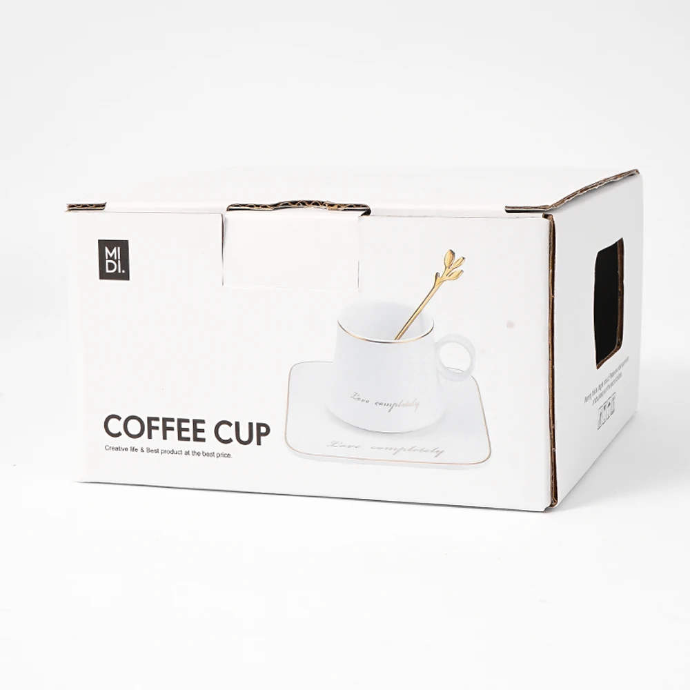 

Elegant Ceramic Coffee Cup with Saucer Spoon Drinkware Supplies Tea Cocoa Milk Juice Ceramic Teacup Mug Unique Office Gift