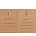 Милое золотое ожерелье с подвеской в виде кошки, модное ожерелье с короткой цепочкой в виде животного, кошки, бриллиантовое ювелирное изделие, подарок на день рождения
