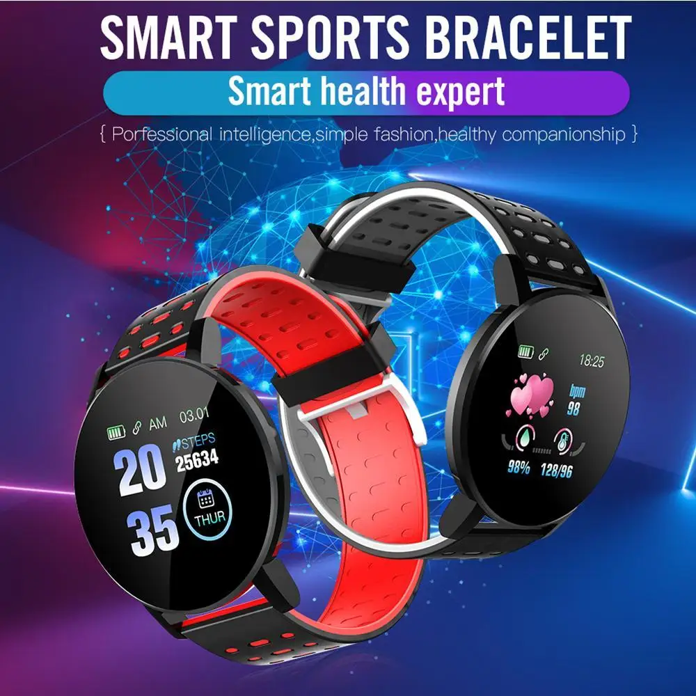 119Plus Bluetooth Смарт часы мужские кровяное давление Smartwatch женские спортивный трекер