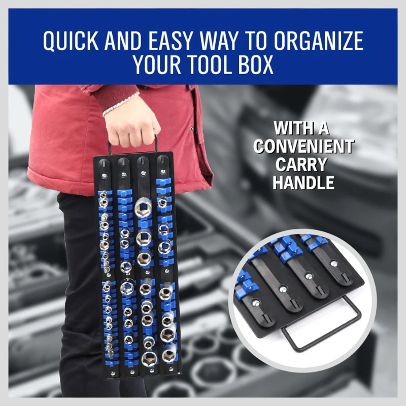 

80 pcs Heavy Duty Socket Organizer Premium Quality Socket Holders Socket Rails Portable Socket Organizer Tray Heavy Duty Socket