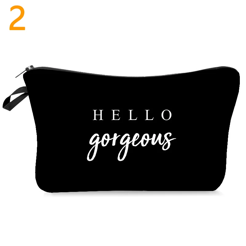 

Custom logo Cosmetic Bags English alphabet Printed Cute Gift for Girls Makeup Organizer