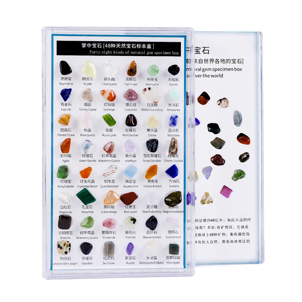 48pcs Natural Mineral Gemstone Rocks Crystal Polished Science Stones Collection Supplies Valentine's Day Present Gift | Дом и сад