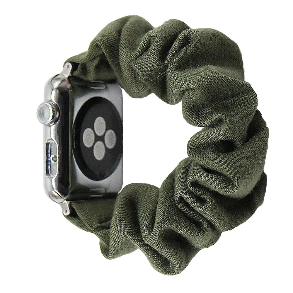 Cotton Elastic Scrunchies Smart Apple Watch Band 5 4 42mm 38mm For Girls Women Cotton Bands 40mm Series 5 4 3 2 1 44mm 40mm