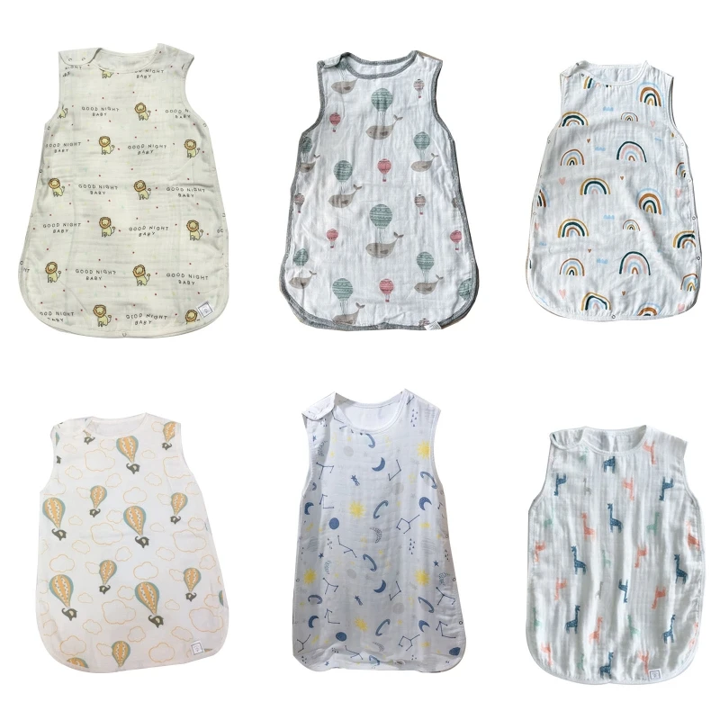 

2023 New Baby Sleeping Bag Sleeveless Vest Four Layers Bamboo Cotton Gauze Wearable Sleepsack Swaddle for Newborn Toddler Girls