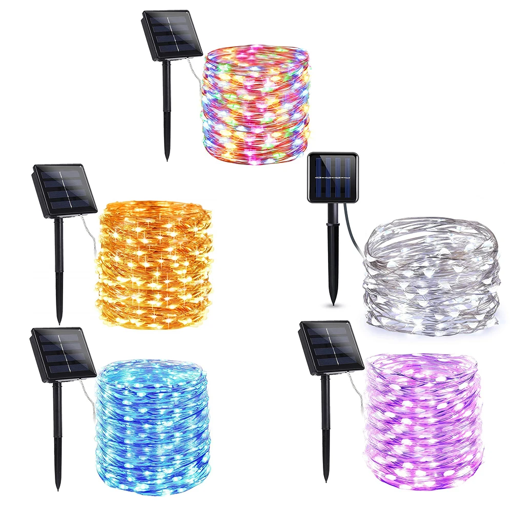 

Solar String Light LED Waterproof Fairy Lamp Outdoor Multi Color String Copper Wire Lamp Atmosphere Lighting for Christmas Party