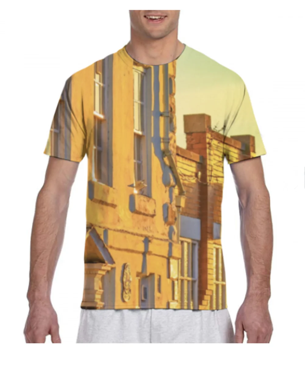 

New summer fashion casual street scenery printing hip-hop round neck men and women sports breathable quick-drying short sleeves