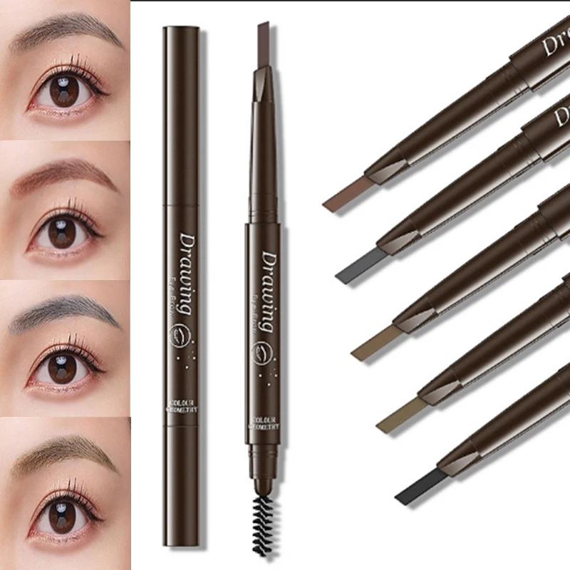 

Double Eyebrow Pencil Squeeze Refill Double Head Dual-use Automatic Rotation Waterproof And Sweat-proof Belt Brush Eyebrow Pen