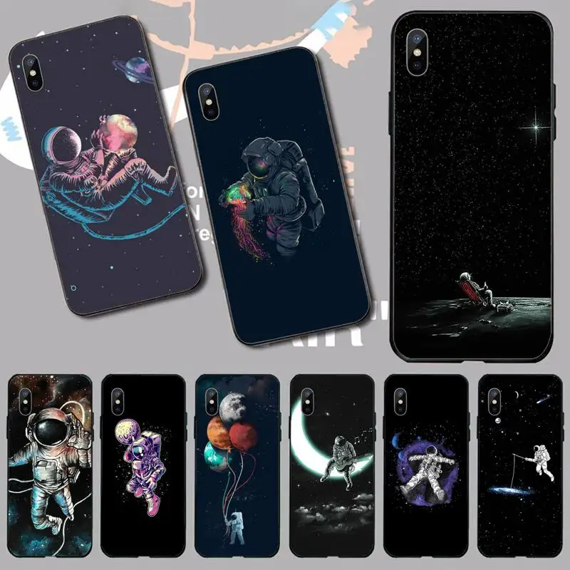 

New Space Astronaut Phone Case for iPhone 11 12 13 pro XS MAX 8 7 6 6S Plus X 5S SE 2020 XR mini
