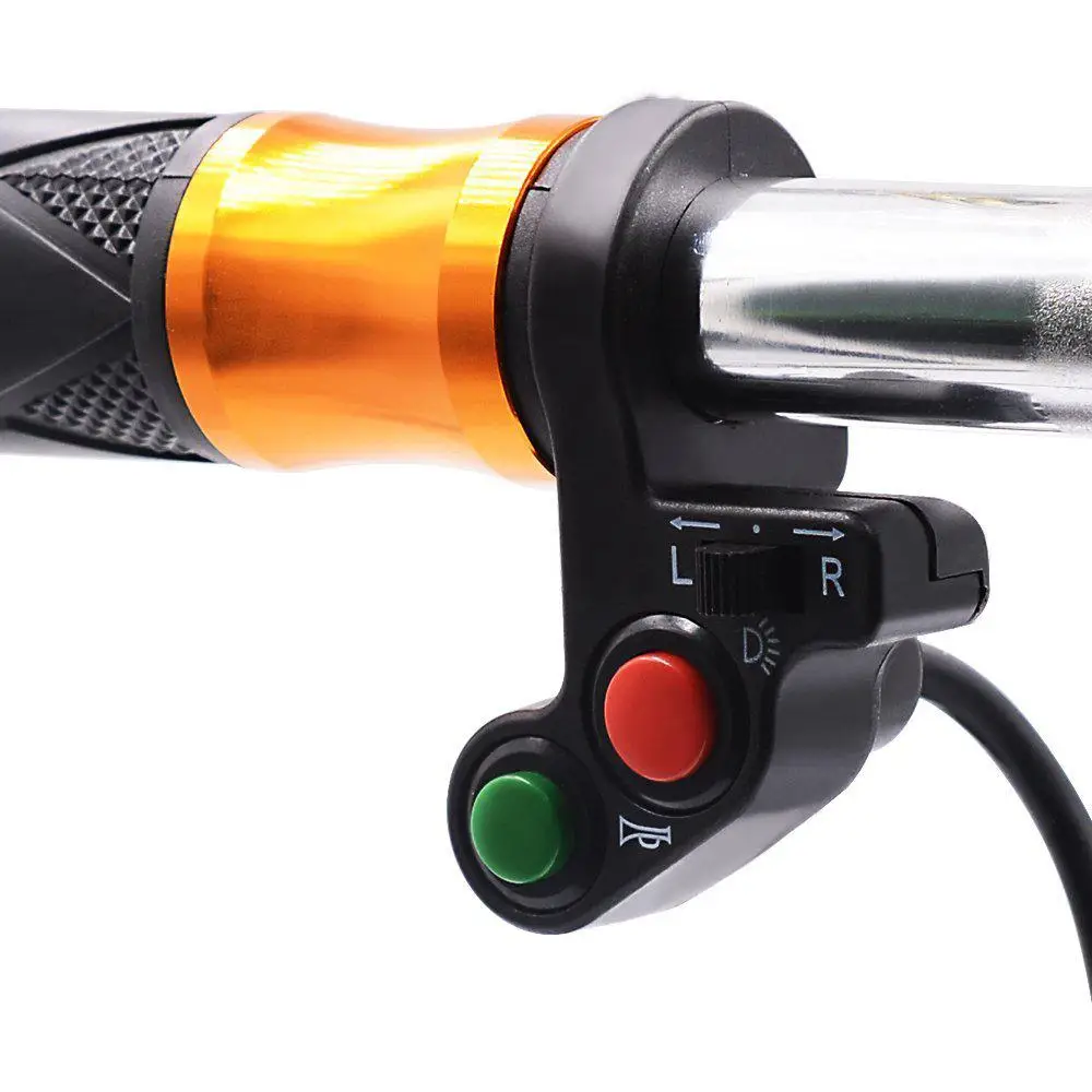 

HiMISS Motorcycle Bicycle Handlebar Mounting Switch Button 3 in 1 Design (for LED Headlight, Speakers, Turn Signals)