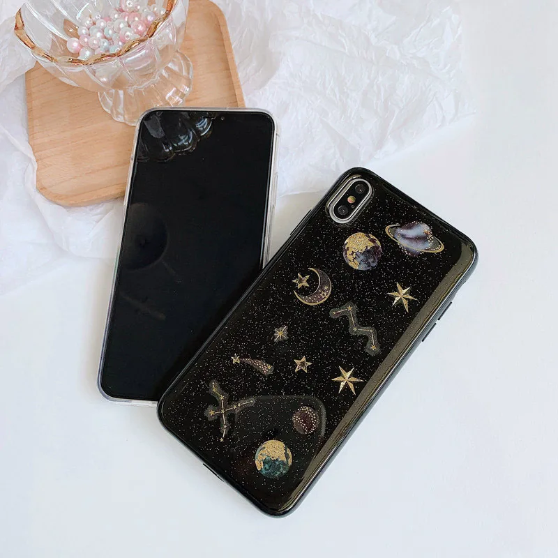 Модный Блестящий чехол со звездами и Луной для телефона iphone 11 Pro max прозрачная