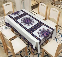 waterproof rectangle mandala printed tablecloth muslim tablecloth custom made wholesale oilproof non slip home party table deco